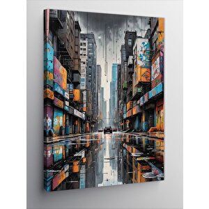 Kanvas Tablo Renkli Cadde 70x100 cm