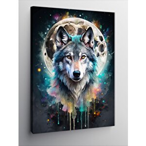 Kanvas Tablo Bozkurt Ve Dolunay 100x140 cm