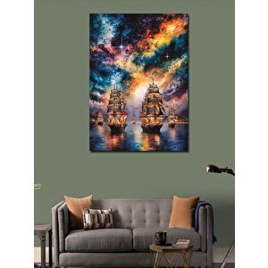 Kanvas Tablo Yelkenli Tekneler Ve Renkli Gökyüzü 100x140 cm