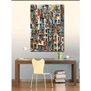 Kanvas Tablo Soyut Binalar 100x140 cm