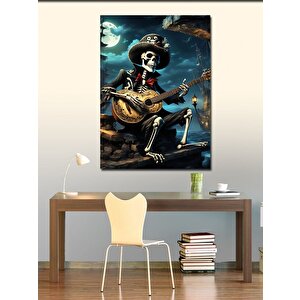 Kanvas Tablo Gitar Çalan Korsan İskelet