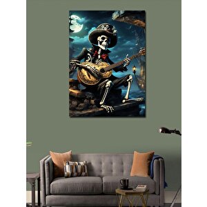 Kanvas Tablo Gitar Çalan Korsan İskelet