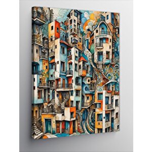 Kanvas Tablo Soyut Binalar 70x100 cm