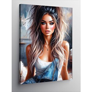 Kanvas Tablo Mavi Gözlü Kadın 70x100 cm