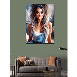 Kanvas Tablo Mavi Gözlü Kadın 70x100 cm