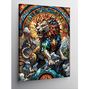 Kanvas Tablo Vitray Tarzında Aslan 70x100 cm