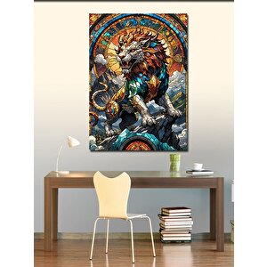 Kanvas Tablo Vitray Tarzında Aslan 70x100 cm