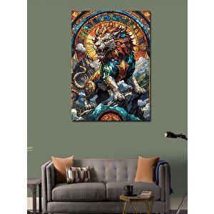 Kanvas Tablo Vitray Tarzında Aslan 70x100 cm