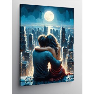 Kanvas Tablo Dolunay Ve Aşık Çift 100x140 cm