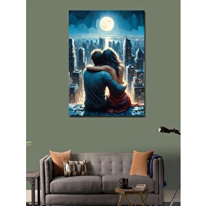 Kanvas Tablo Dolunay Ve Aşık Çift 100x140 cm