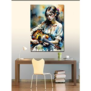 Kanvas Tablo Gitar Çalan Kız 100x140 cm