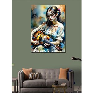 Kanvas Tablo Gitar Çalan Kız 100x140 cm