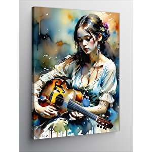 Kanvas Tablo Gitar Çalan Kız