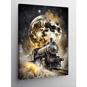 Kanvas Tablo Tren Ve Dolunay 100x140 cm
