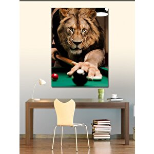 Kanvas Tablo Bilardo Oynayan Aslan 100x140 cm