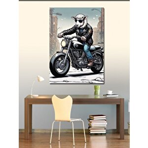 Kanvas Tablo Motosiklet Kullanan Kuzu 70x100 cm