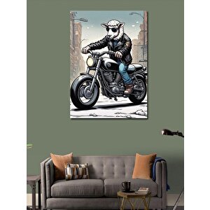 Kanvas Tablo Motosiklet Kullanan Kuzu 70x100 cm