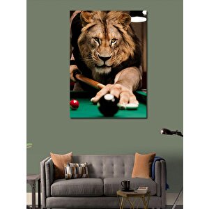 Kanvas Tablo Bilardo Oynayan Aslan