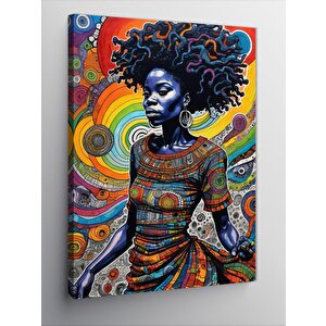 Kanvas Tablo Soyut Fon Afrikalı Kadın 100x140 cm