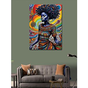 Kanvas Tablo Soyut Fon Afrikalı Kadın 100x140 cm