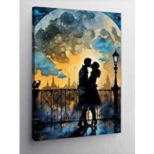 Kanvas Tablo Dolunay Ve Aşık Çift 100x140 cm