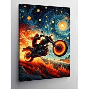 Kanvas Tablo Soyut Motosiklet Kullanan Adam