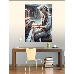 Kanvas Tablo Piyano Çalan Kadın 100x140 cm