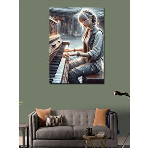 Kanvas Tablo Piyano Çalan Kadın 100x140 cm
