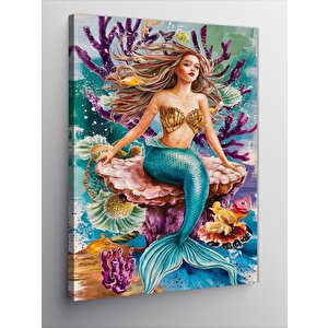 Kanvas Tablo Renkli Mercanlar Ve Deniz Kızı 70x100 cm