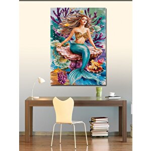 Kanvas Tablo Renkli Mercanlar Ve Deniz Kızı 70x100 cm