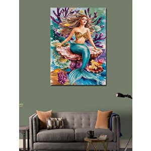 Kanvas Tablo Renkli Mercanlar Ve Deniz Kızı 70x100 cm