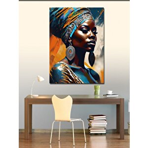 Kanvas Tablo Afrikalı Kadın Renkli Fon