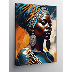 Kanvas Tablo Afrikalı Kadın Renkli Fon