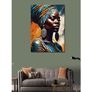 Kanvas Tablo Afrikalı Kadın Renkli Fon