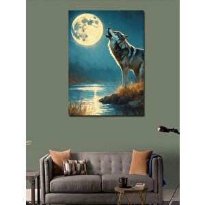 Kanvas Tablo Uluyan Kurt Ve Dolunay 70x100 cm
