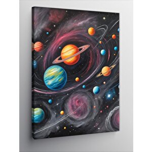 Kanvas Tablo Renkli Gezegenler 100x140 cm