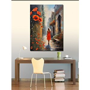 Kanvas Tablo İnde Kırmızı Elbiseli Kadın 70x100 cm