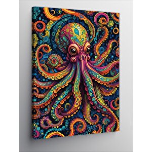 Kanvas Tablo Renkli Ahtapot 100x140 cm