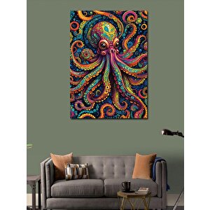 Kanvas Tablo Renkli Ahtapot 100x140 cm