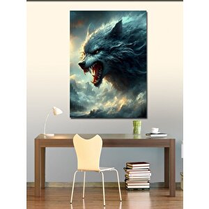 Kanvas Tablo Sinirli Kurt 100x140 cm