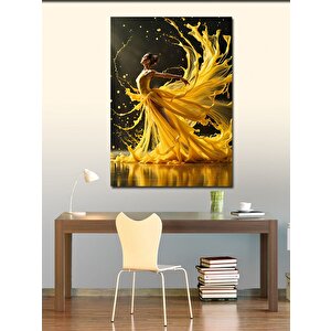 Kanvas Tablo Sarı Elbiseli Kadın 70x100 cm