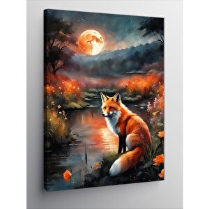 Kanvas Tablo Dolunay Ve Tilki 100x140 cm