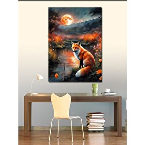 Kanvas Tablo Dolunay Ve Tilki 100x140 cm