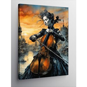 Kanvas Tablo Çello Çalan Kadın 70x100 cm