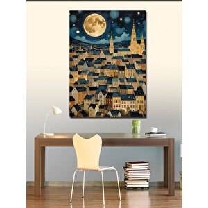 Kanvas Tablo Dolunay Ve Sarı Şehir