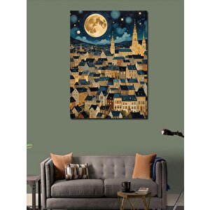 Kanvas Tablo Dolunay Ve Sarı Şehir