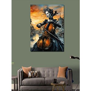 Kanvas Tablo Çello Çalan Kadın 100x140 cm
