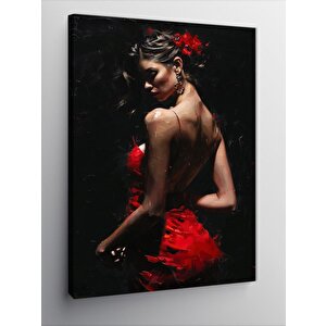 Kanvas Tablo Kırmızı Elbiseli Kadın 70x100 cm
