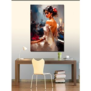 Kanvas Tablo Beyaz Elbiseli Kadın 100x140 cm