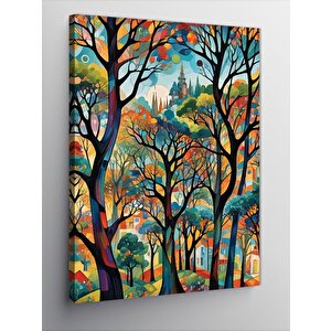 Kanvas Tablo Renkli Orman 70x100 cm